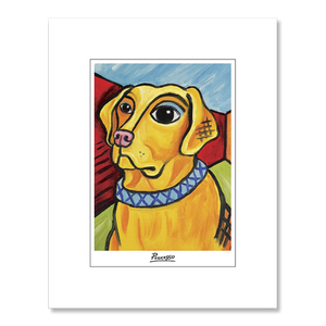 Labrador Yellow Pawcasso Matted Print