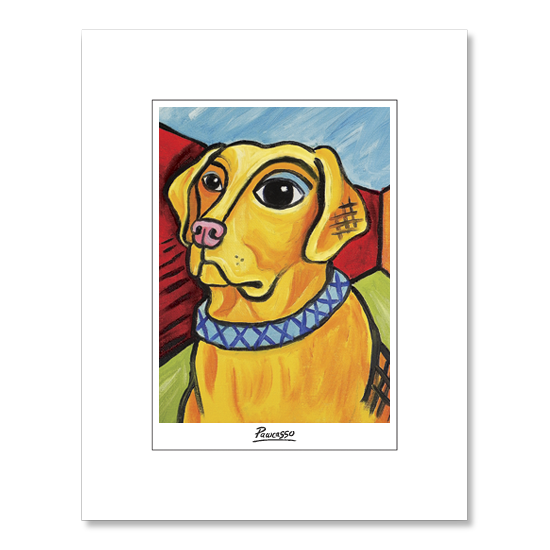 Labrador Yellow Pawcasso Matted Print