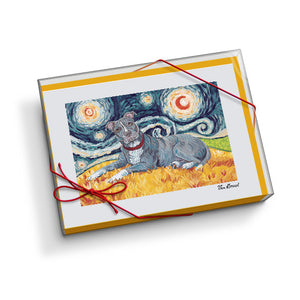 Pitbull Gray Starry Night Notecard Set