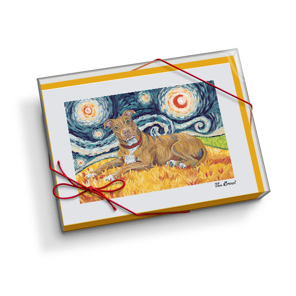 Pitbull Tan Starry Night Notecard Set