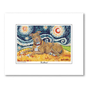 Pitbull Tan Starry Night Matted Print