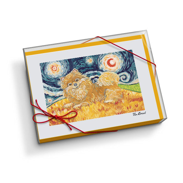 Pomeranian Starry Night Notecard Set