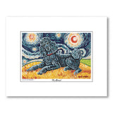 Poodle Standard Black Starry Night Matted Print