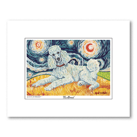 Poodle Standard White Starry Night Matted Print