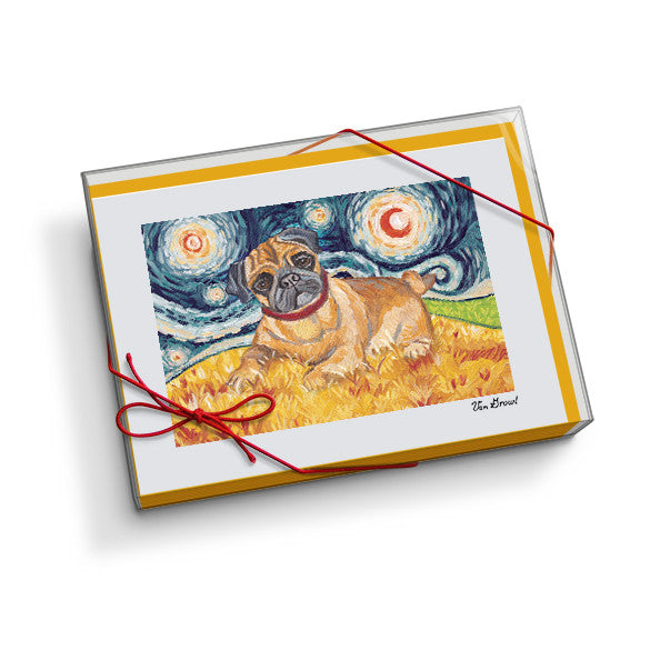 Pug Starry Night Notecard Set