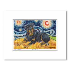 Rottweiler Starry Night Matted Print