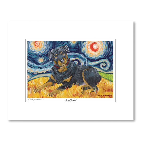 Rottweiler Starry Night Matted Print