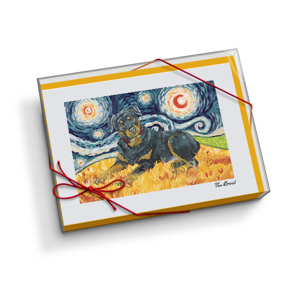 Rottweiler Starry Night Notecard Set