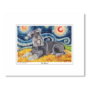 Schnauzer Starry Night Matted Print