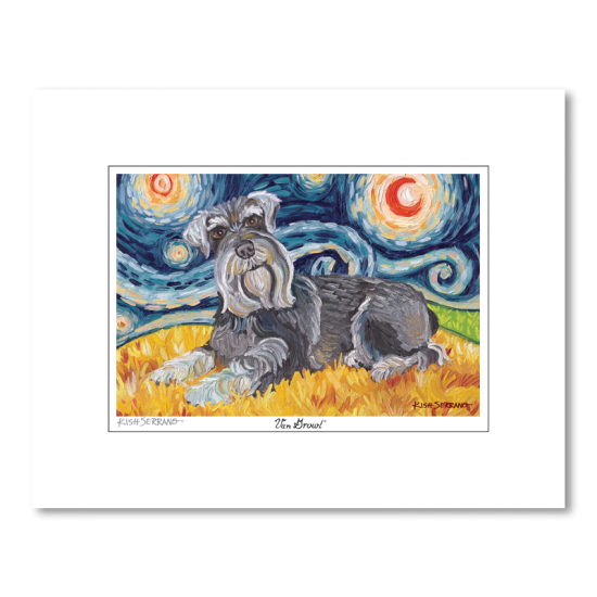 Schnauzer Starry Night Matted Print