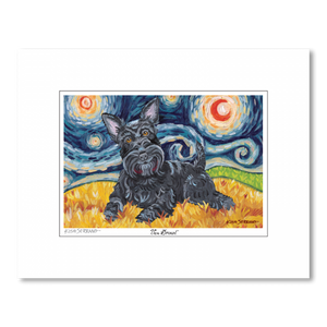 Scottish Terrier Starry Night Matted Print