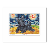 Scottish Terrier Starry Night Matted Print