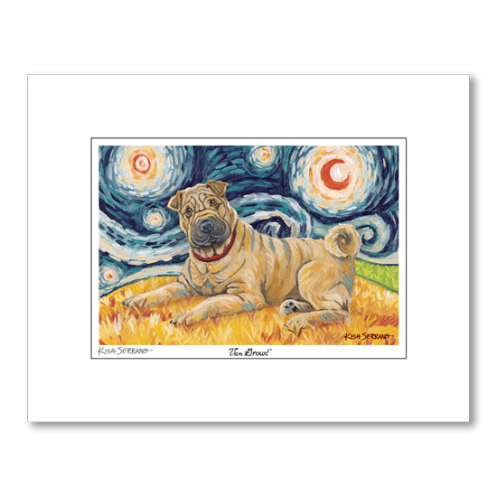 Shar Pei Starry Night Matted Print