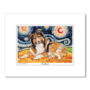 Shetland Sheepdog Starry Night Matted Print