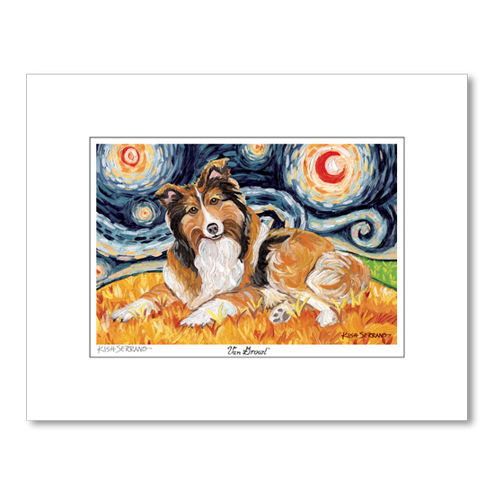 Shetland Sheepdog Starry Night Matted Print