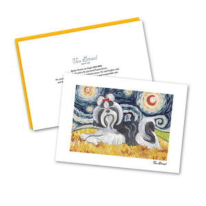 Shih Tzu Black and White Starry Night Notecard Set