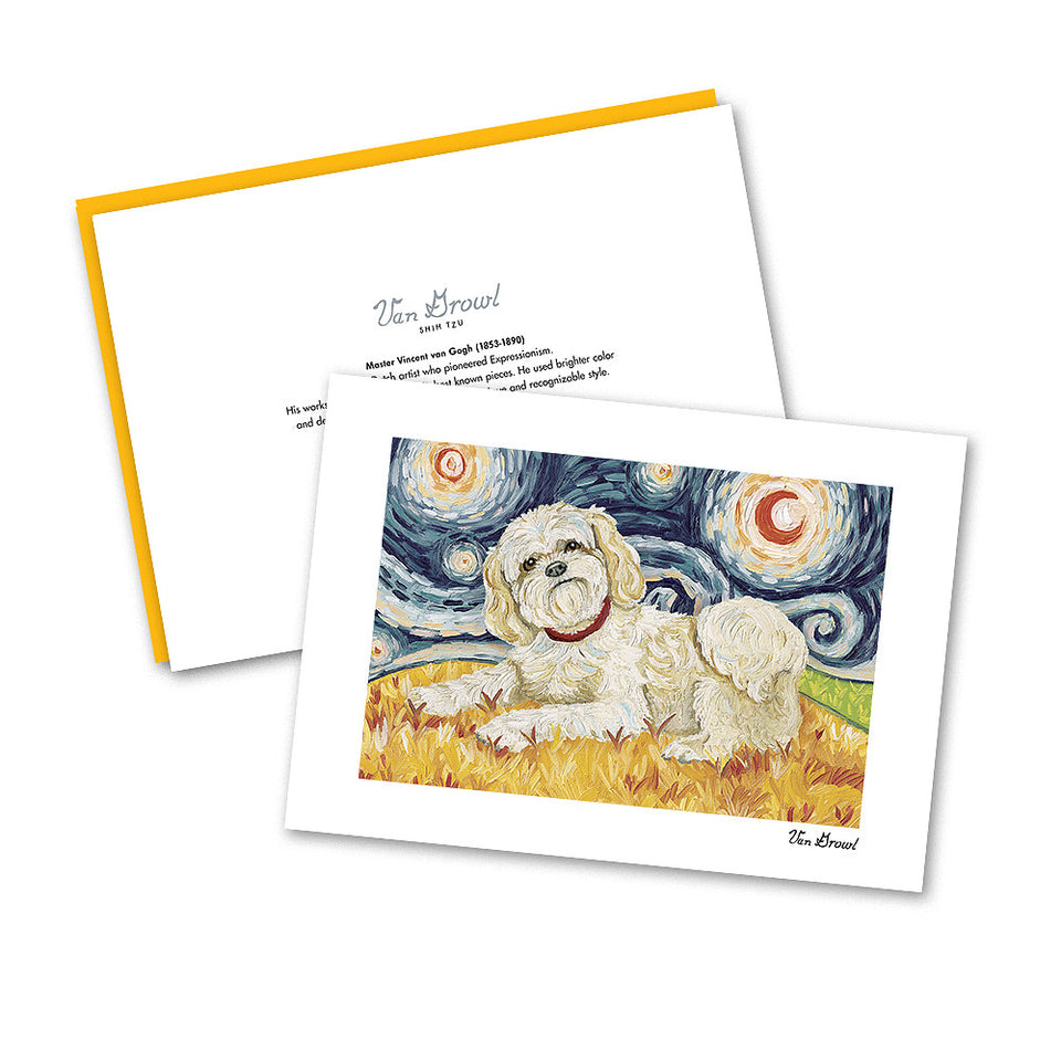 Shih Tzu Blonde Starry Night Notecard Set