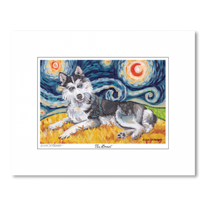 Siberian Husky Starry Night Matted Print