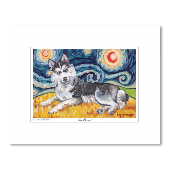 Siberian Husky Starry Night Matted Print