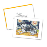 Siberian Husky Starry Night Notecard Set