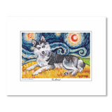 Siberian Husky Starry Night Matted Print