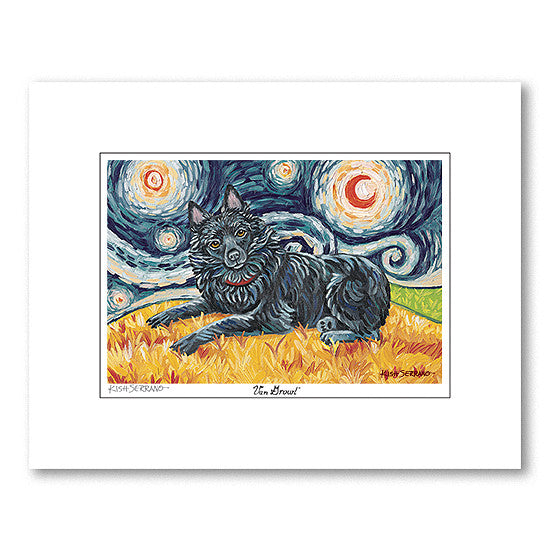 Schipperke Starry Night Matted Print