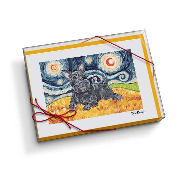 Scottish Terrier Starry Night Notecard Set