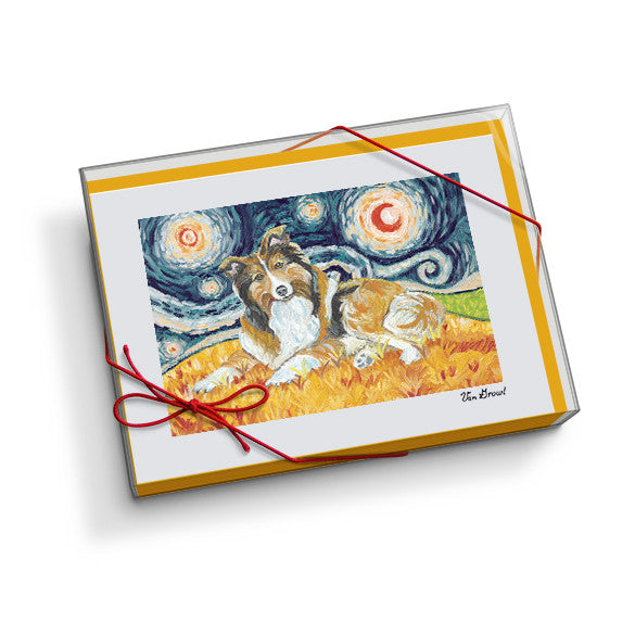 Shetland Sheepdog Starry Night Notecard Set