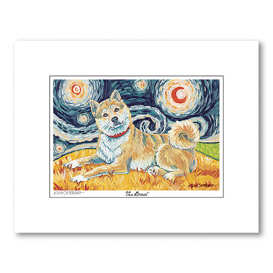 Shiba Inu Fawn Starry Night Matted Print