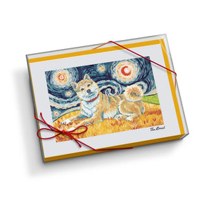 Shiba Inu Fawn Starry Night Notecard Set