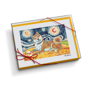 Shiba Inu Red Starry Night Notecard Set