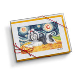 Shih Tzu Black and White Starry Night Notecard Set