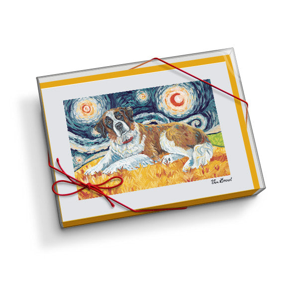 Saint Bernard Starry Night Notecard Set