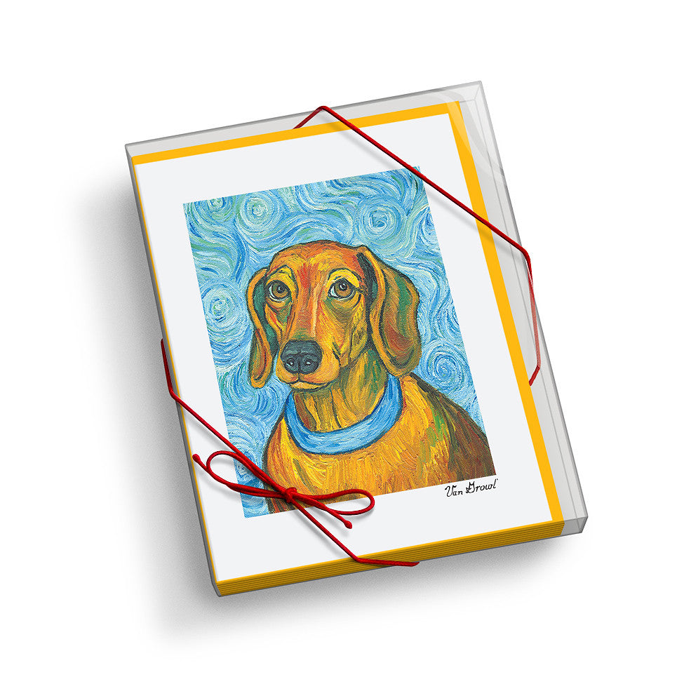 Dachshund Van Growl Portrait Notecard Set