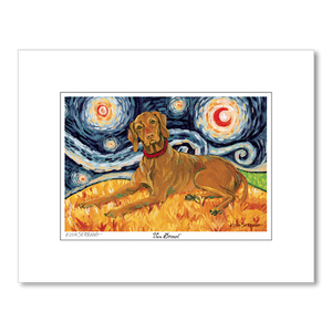 Vizsla Starry Night Matted Print