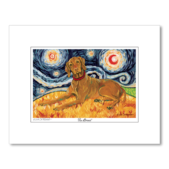 Vizsla Starry Night Matted Print