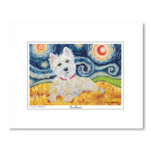 West Highland Terrier Starry Night Matted Print