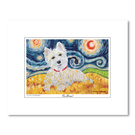 West Highland Terrier Starry Night Matted Print