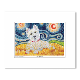 West Highland Terrier Starry Night Matted Print