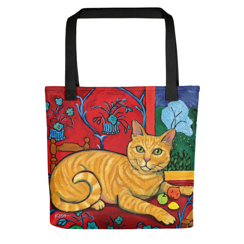 Orange Tabby Cat, Tote Bag, Cat Lover Gift, Cat Shoulder Bag Inspired by Henri Matisse