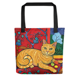 Orange Tabby Cat, Tote Bag, Cat Lover Gift, Cat Shoulder Bag Inspired by Henri Matisse