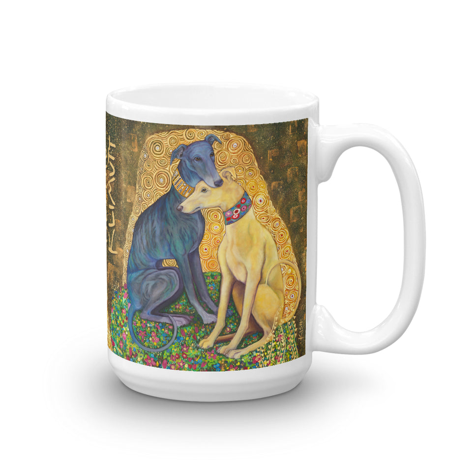 Greyhound Coffee Mug- Art Inspired by Gustav Klimt