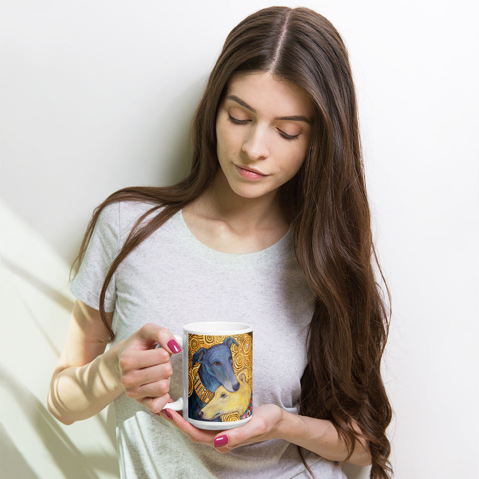 Greyhound Coffee Mug- Art Inspired by Gustav Klimt