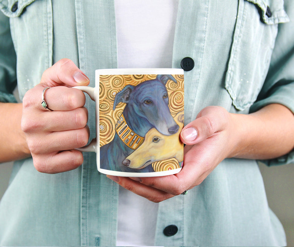 Greyhound Coffee Mug- Art Inspired by Gustav Klimt