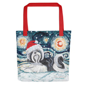 Shih Tzu (Black) Snowy Night Tote Bag