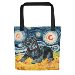 Pug (black) STARRY NIGHT Tote