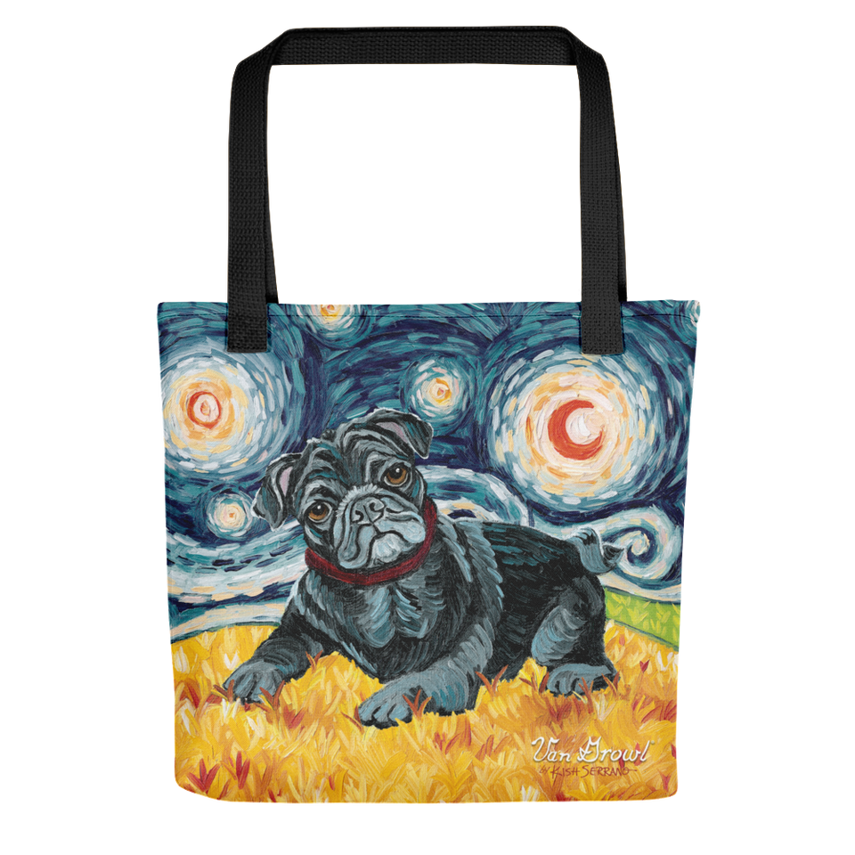 Pug (black) STARRY NIGHT Tote