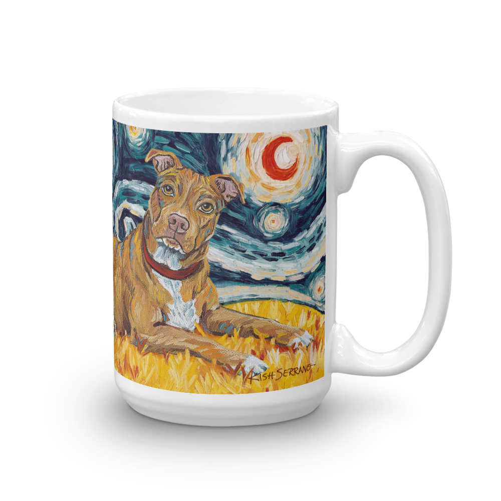 Pit Bull Terrier (tan) STARRY NIGHT Mug-15oz