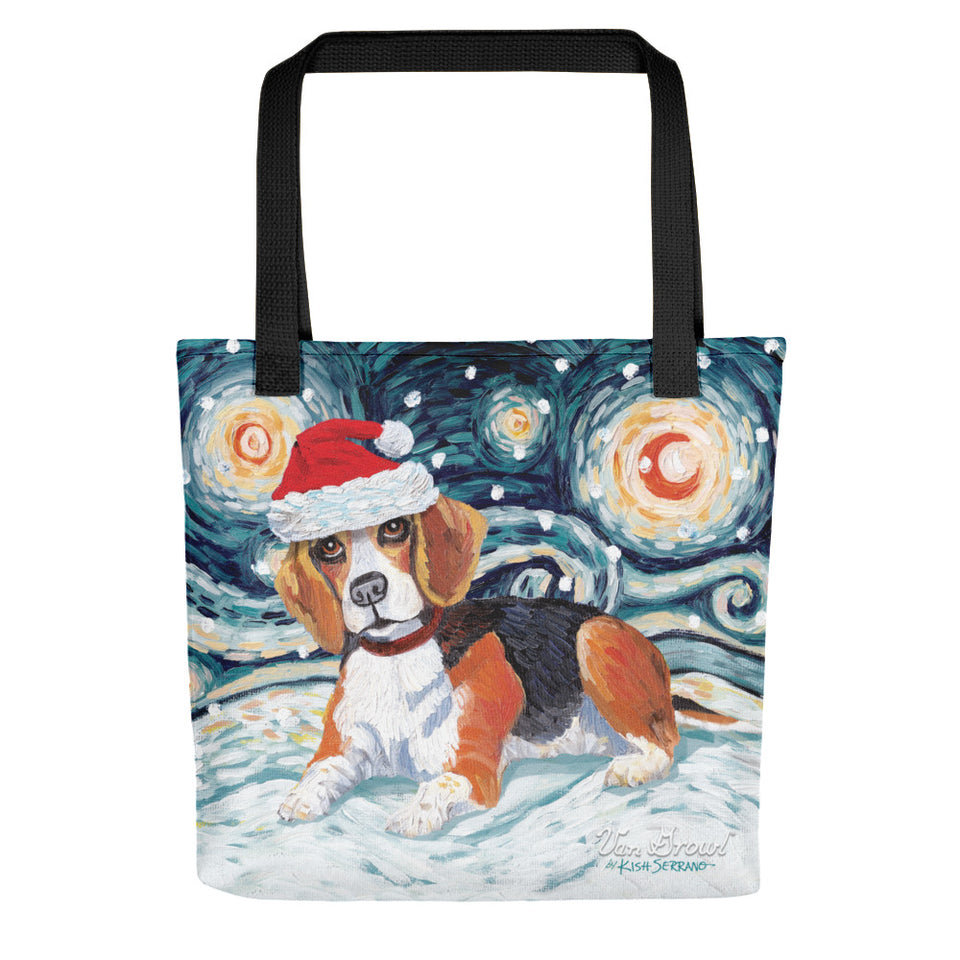 Beagle Snowy Night Tote Bag