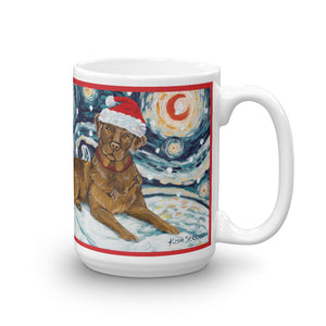 Labrador Retriever (Choclate) Snowy Night Mug - 15oz